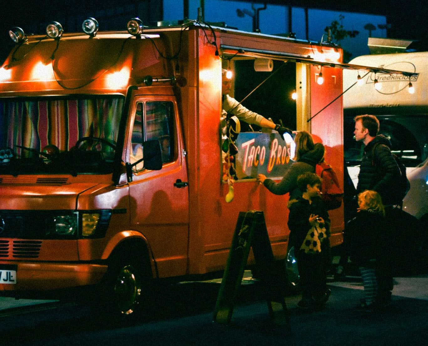Taco Bros truck at night